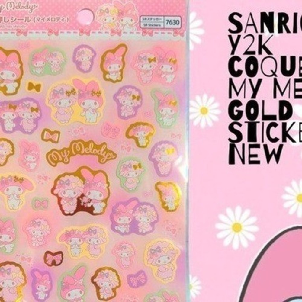 SANRIO MY MELODY Y2K COQUETTE GOLD FOIL STICKER SHEET NEW
